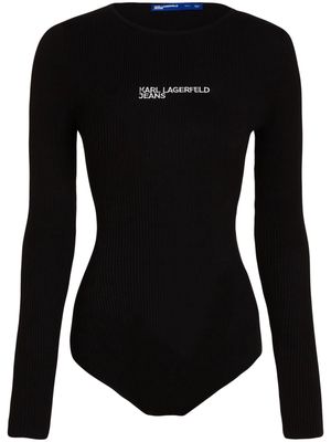 Karl Lagerfeld Jeans logo-embroidered cut-out bodysuit - Black