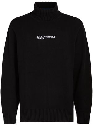 Karl Lagerfeld Jeans logo-embroidered fringed jumper - Black