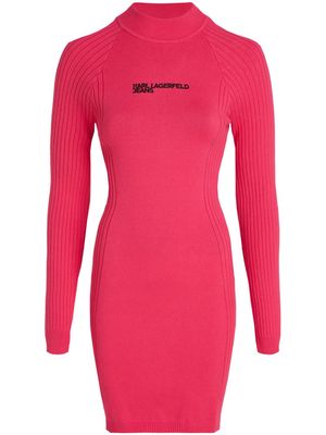 Karl Lagerfeld Jeans logo-embroidered knitted dress - Pink