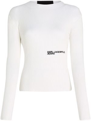Karl Lagerfeld Jeans logo-embroidered ribbed-knit jumper - White