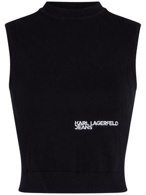 Karl Lagerfeld Jeans logo-embroidered sleeveless top - Black