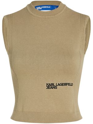 Karl Lagerfeld Jeans logo-embroidered sleeveless top - Brown