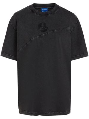 Karl Lagerfeld Jeans logo-embroidered washed organic cotton T-shirt - Black