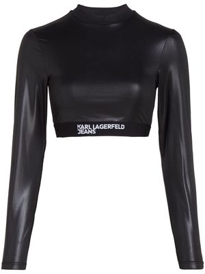 Karl Lagerfeld Jeans logo-hem coated crop top - Black