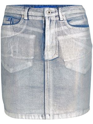 Karl Lagerfeld Jeans logo-patch metallic denim skirt - Blue