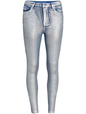 Karl Lagerfeld Jeans logo-patch metallic skinny jeans - Blue