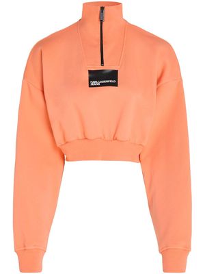 Karl Lagerfeld Jeans logo-print cropped sweatshirt - Orange