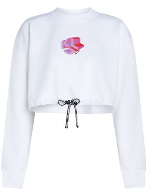 Karl Lagerfeld Jeans logo-print drawstring-hem sweatshirt - White