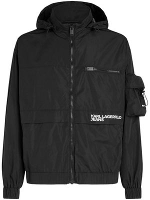 Karl Lagerfeld Jeans logo-print drawstring hooded jacket - Black