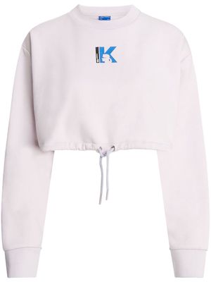 Karl Lagerfeld Jeans logo-print drawstring sweatshirt - White