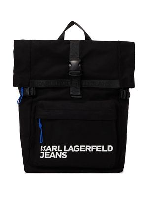 Karl Lagerfeld Jeans logo-print foldover backpack - Black