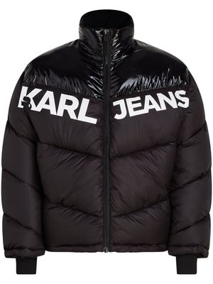 Karl Lagerfeld Jeans logo-print panelled padded jacket - Black