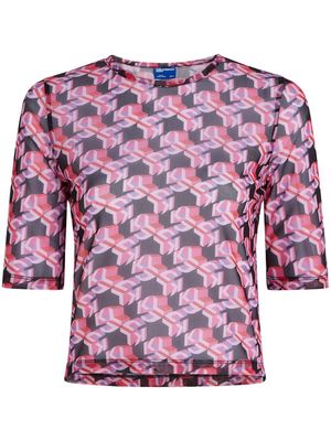 Karl Lagerfeld Jeans logo-print recycled polyester top - Pink