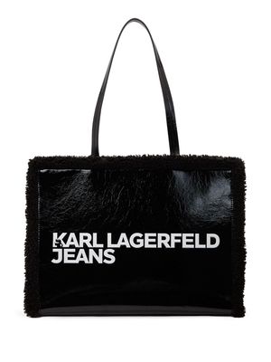 Karl Lagerfeld Jeans logo-print shearling tote bag - Black