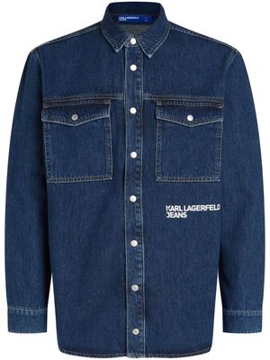 Karl Lagerfeld Jeans logo-print washed denim shirt jacket - Blue