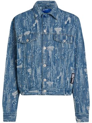 Karl Lagerfeld Jeans monogram-jacquard denim jacket - Blue