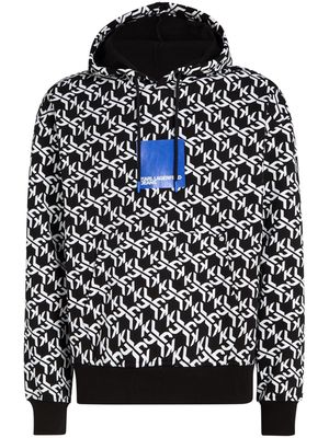Karl Lagerfeld Jeans monogram pattern hoodie - Black