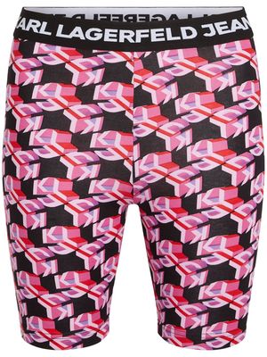 Karl Lagerfeld Jeans monogram-print biker shorts - Black