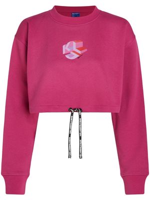 Karl Lagerfeld Jeans monogram-print cropped sweatshirt - Pink