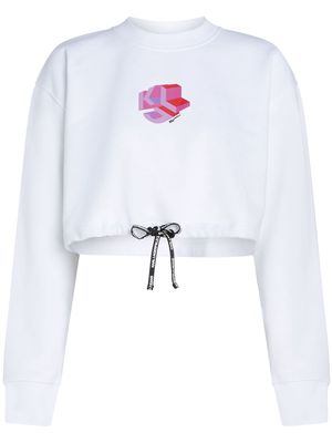 Karl Lagerfeld Jeans monogram-print cropped sweatshirt - White