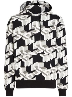 Karl Lagerfeld Jeans monogram-print organic-cotton hoodie - Black