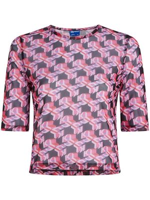 Karl Lagerfeld Jeans monogram-print sheer T-shirt - Pink