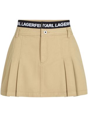 Karl Lagerfeld Jeans pleated denim miniskirt - Neutrals