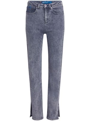 Karl Lagerfeld Jeans side-slit high-rise straight jeans - Black