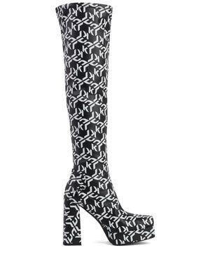 Karl Lagerfeld Jeans Stak Heel 120mm logo-print boots - Black