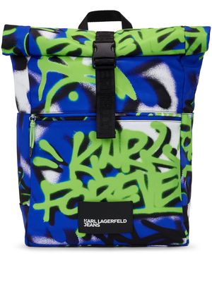Karl Lagerfeld Jeans Street graffiti-print backpack - Blue