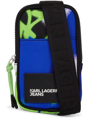 Karl Lagerfeld Jeans Street graffiti-print phone pouch - Blue