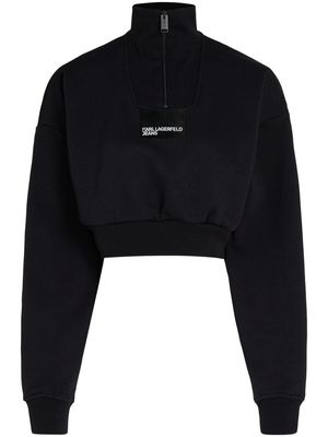 Karl Lagerfeld Jeans zip-up cropped sweatshirt - Black