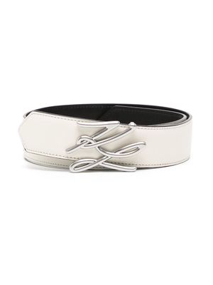 Karl Lagerfeld K/Autograph leather belt - White