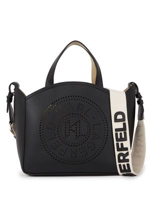Karl Lagerfeld K/Circle logo-perforated tote bag - Black