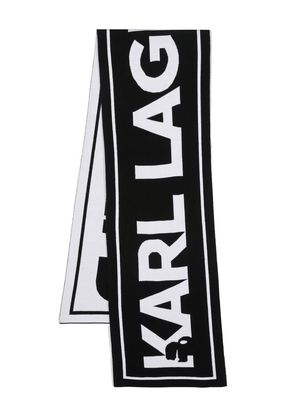 Karl Lagerfeld K/Essential intarsia-knit scarf - Black