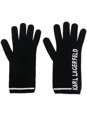 Karl Lagerfeld K/Essential knitted gloves - Black