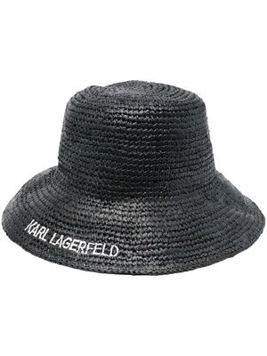 Karl Lagerfeld K/Essential raffia fedora hat - Black