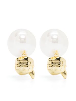 Karl Lagerfeld K/Ikonik 2.0 pearl stud earrings - Gold