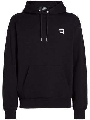 Karl Lagerfeld K/Ikonik-patch drawstring hoodie - Black
