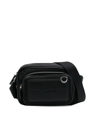 Karl Lagerfeld K/Kanvas embossed-logo messenger bag - Black