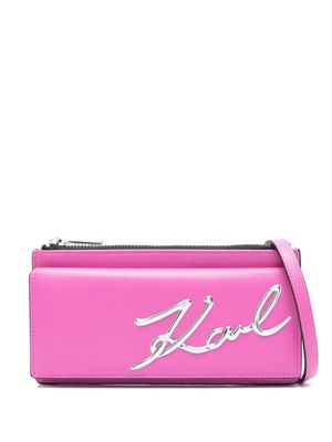 Karl Lagerfeld K/Signature leather crossbody wallet - Pink