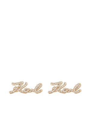 Karl Lagerfeld K/Signature pavé stud earrings - Gold