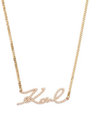 Karl Lagerfeld K/Signature pearl-embellished necklace - Gold