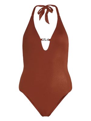 Karl Lagerfeld Karl DNA Glam halterneck swimsuit - Red
