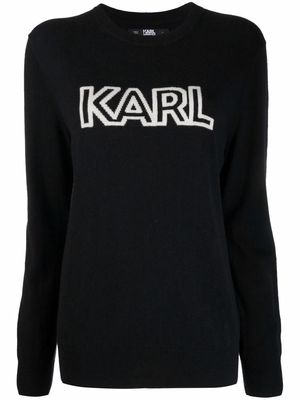 Karl Lagerfeld Karl intarsia-logo knitted jumper - Black