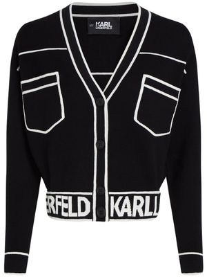 Karl Lagerfeld Karl-logo intarsia cropped cardigan - Black