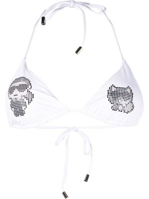 Karl Lagerfeld karl-studded bikini top - White
