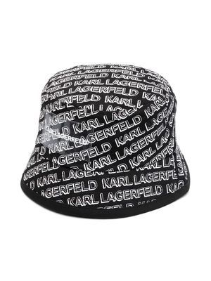 Karl Lagerfeld Kids all-over-logo bucket hat - Black