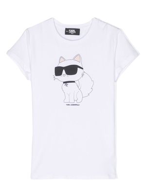 Karl Lagerfeld Kids Choupette cotton blend T-shirt - White
