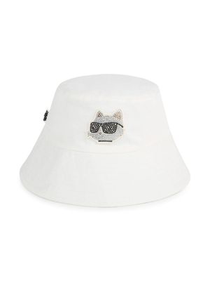 Karl Lagerfeld Kids Choupette embellished bucket hat - White